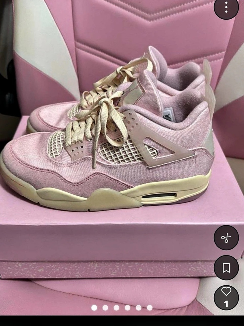 NWIB/NWT Nike AirJordan 4 Retro SE “iced Carmine’s” pastel pink denim Women’s 7.